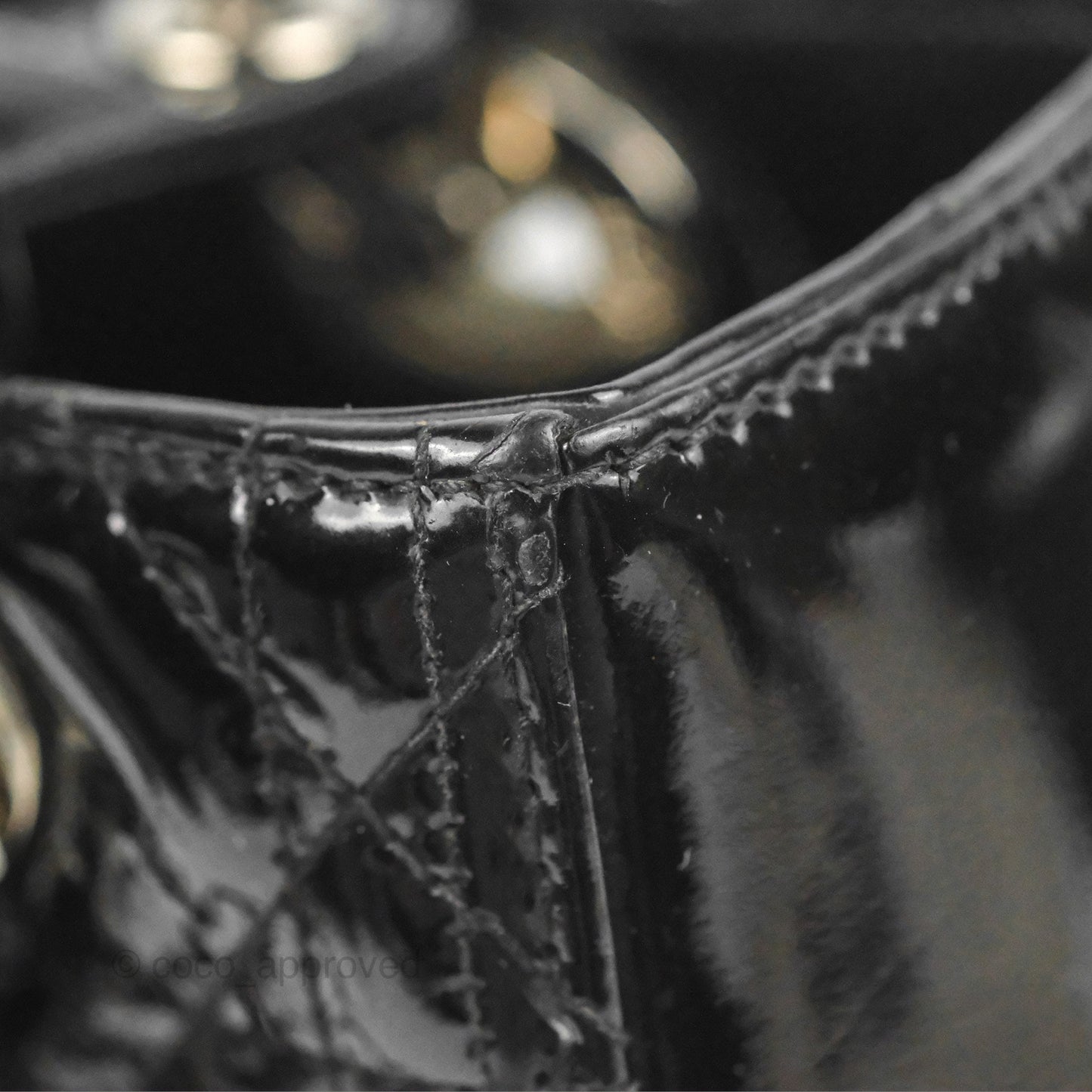 Christian Dior Medium Lady Dior Black Patent Silver Hardware