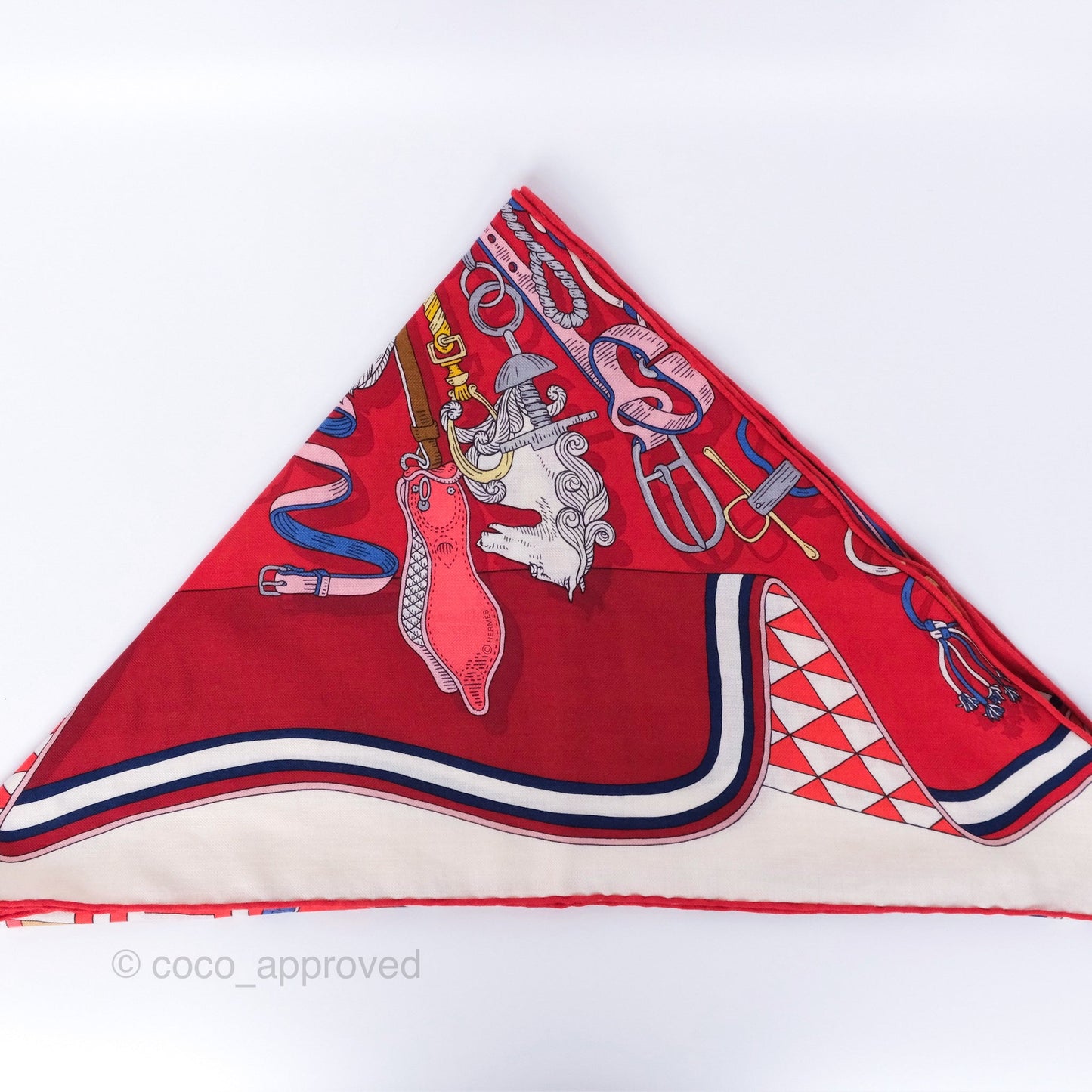 Hermes Giant Triangle Scarf Cashmere Silk Red
