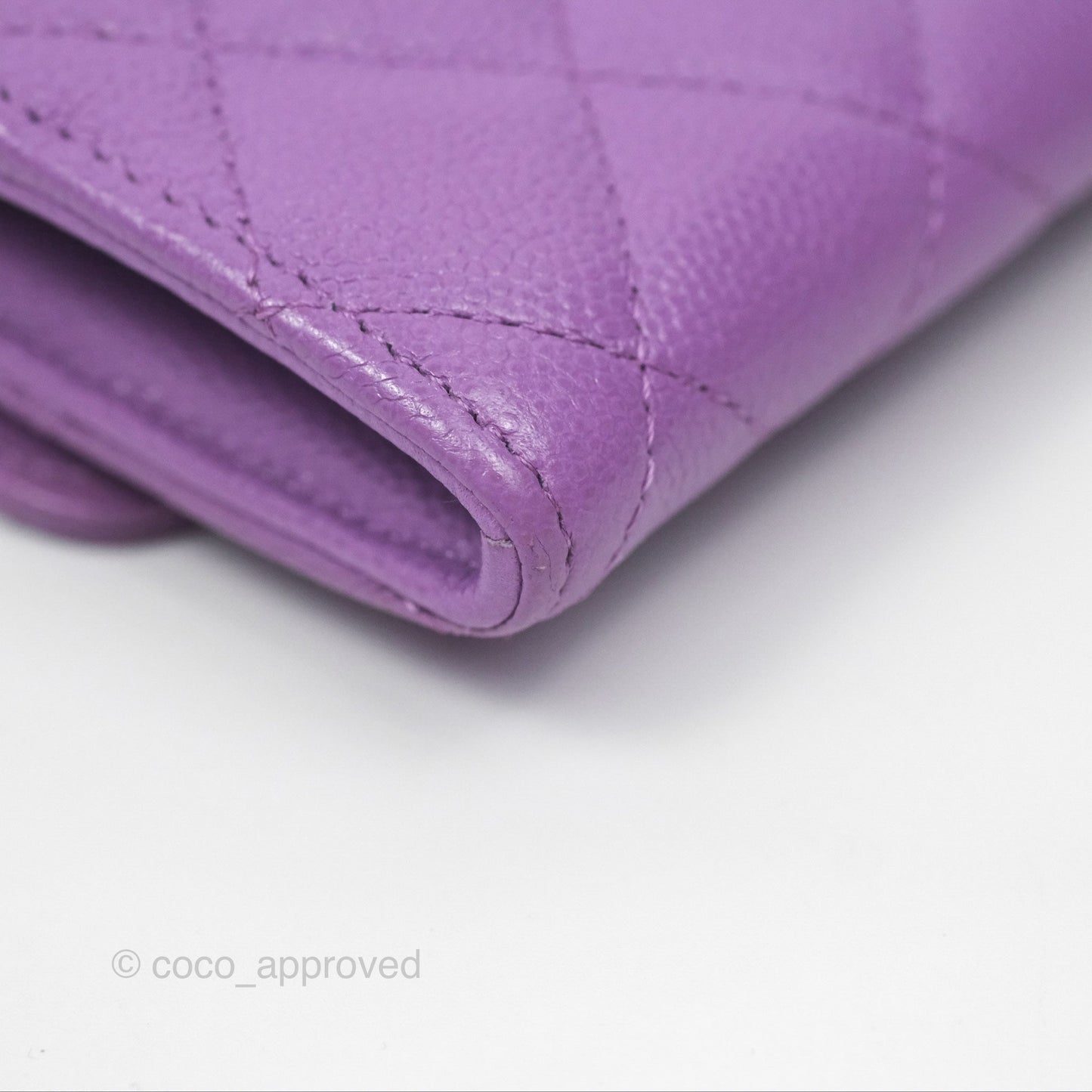 Chanel Classic Quilted Flap Card Holder Purple Caviar Gold Hardware