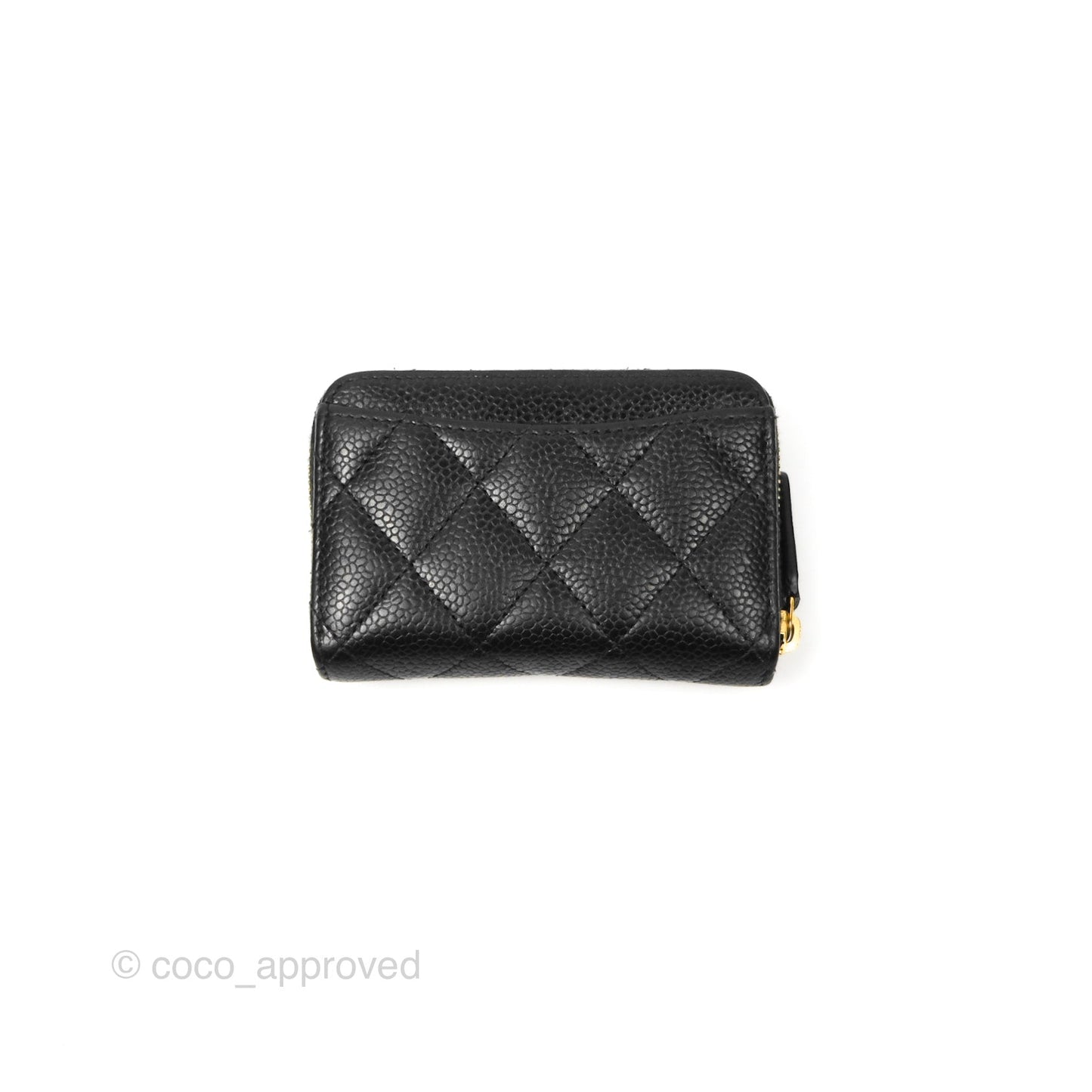 Chanel Quilted Zip Card Holder Black Caviar Gold Hardware