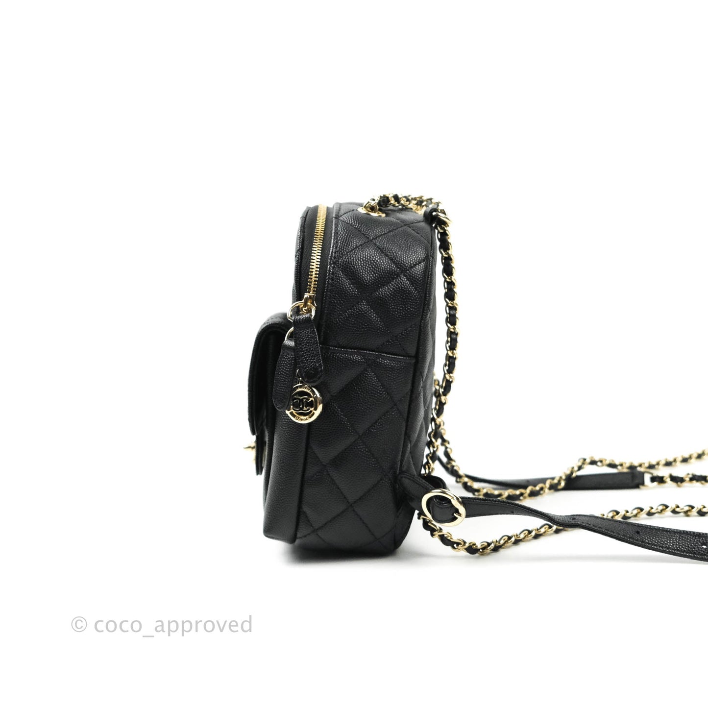 Chanel Quilted Small CC Day Backpack Black Caviar Gold Hardware