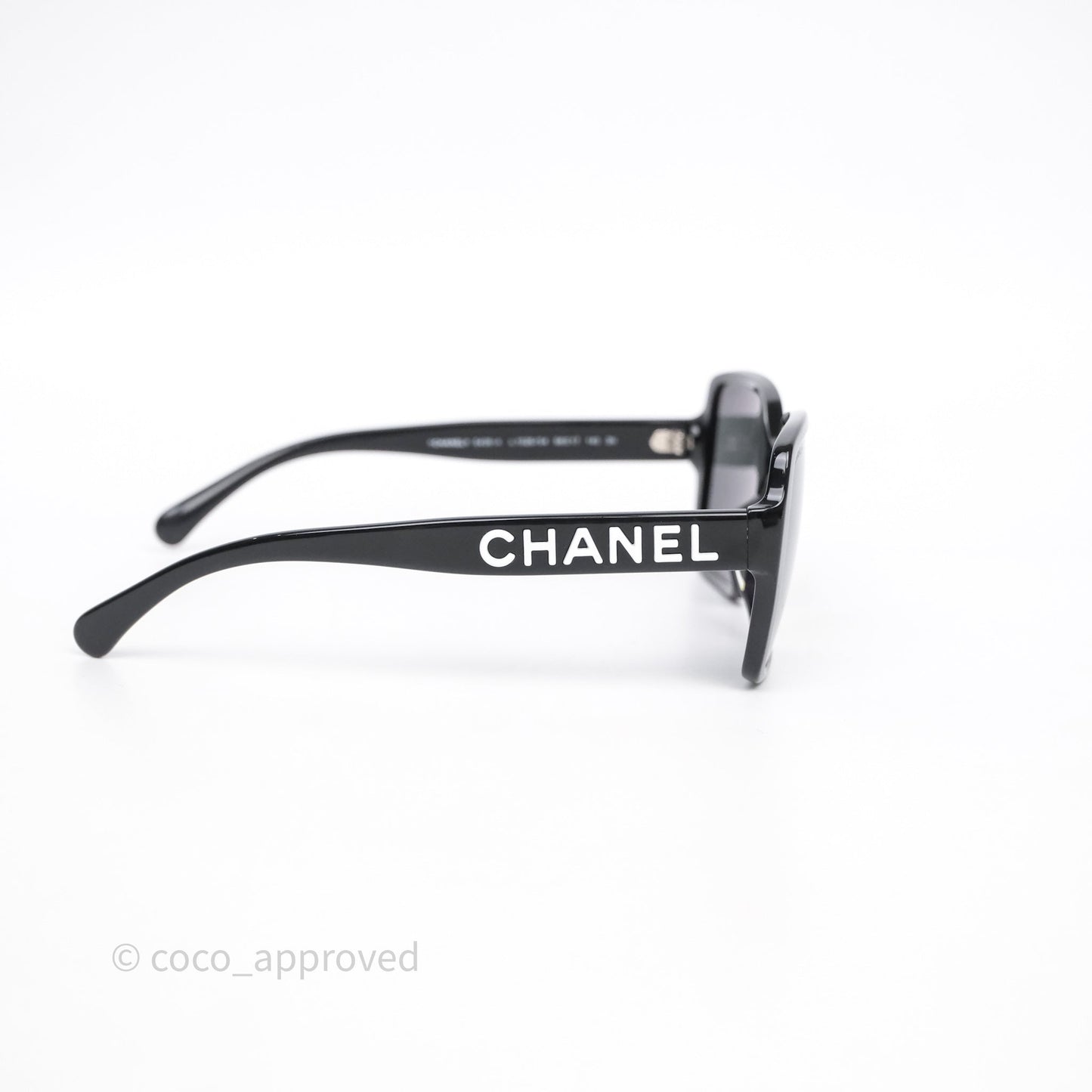 Chanel White Logo Sunglasses Black