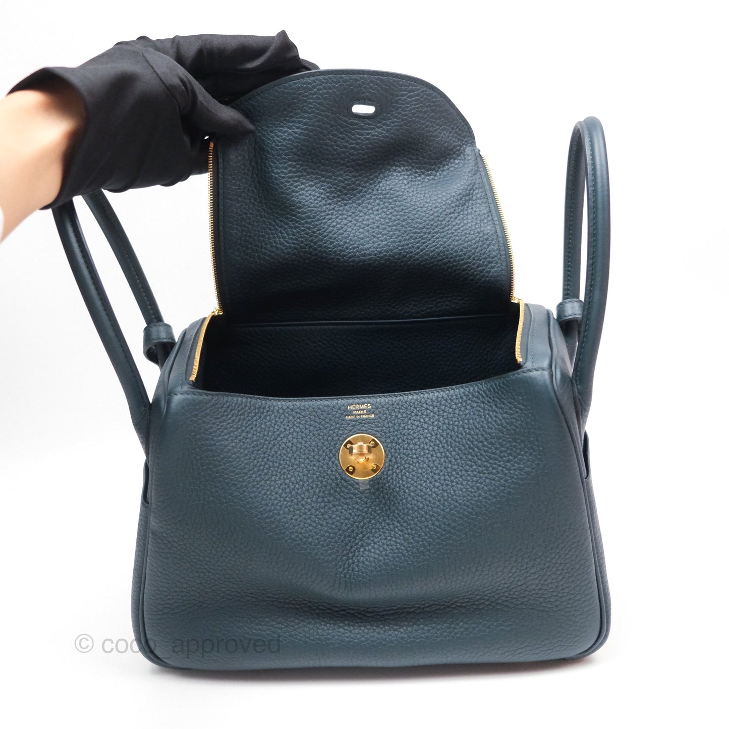 Hermès Lindy 26 Vert Cypress 6O Clemence Gold Hardware