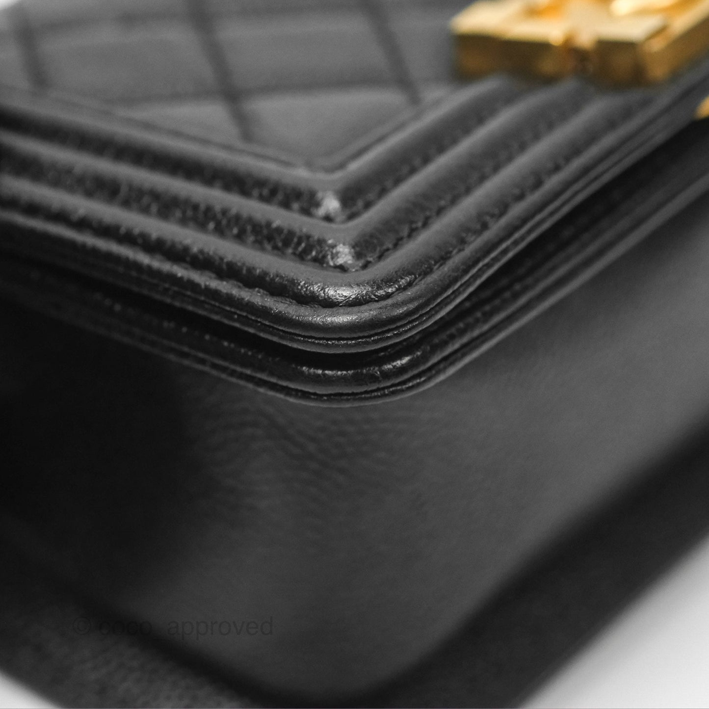 Chanel Mini Boy Black Caviar Aged Gold Hardware