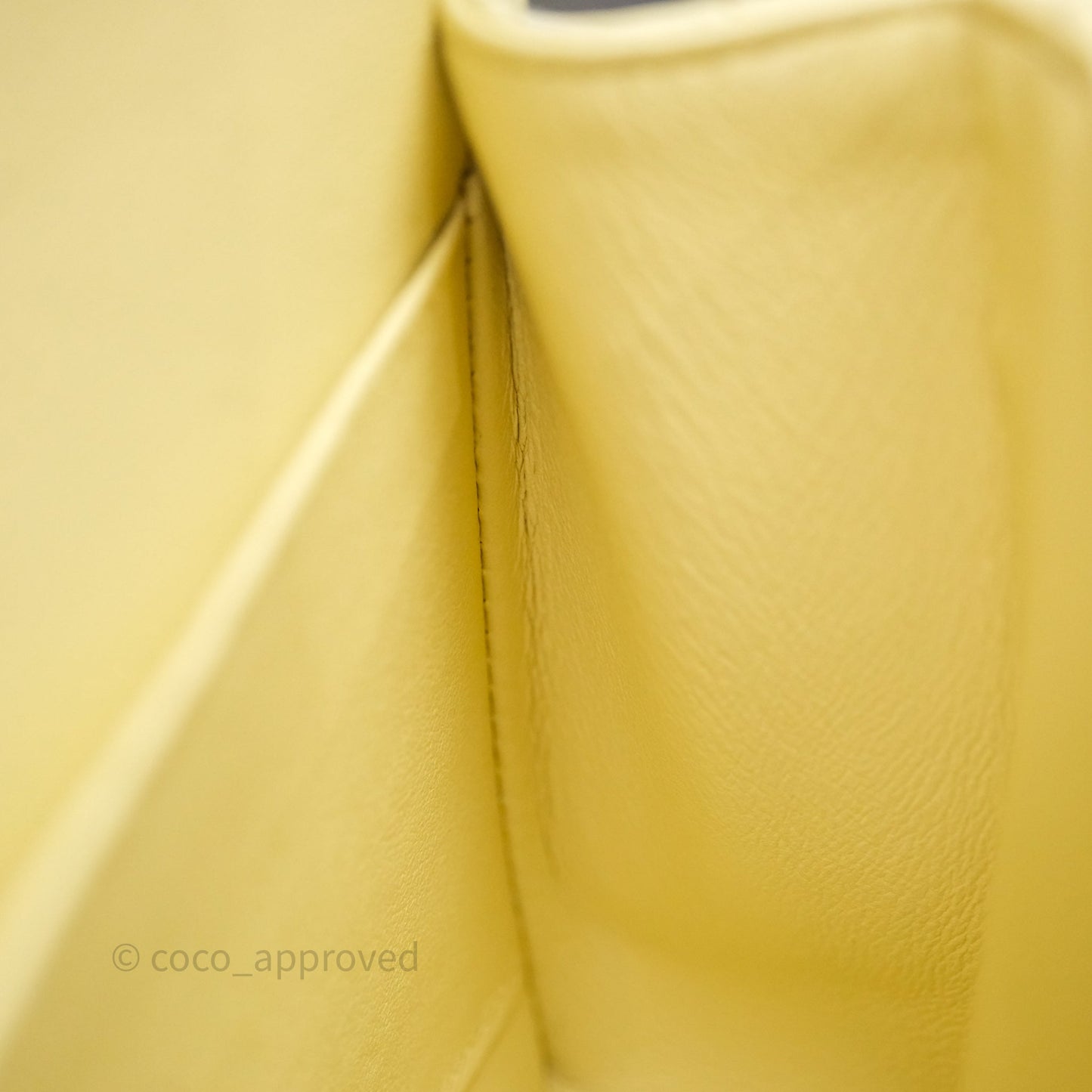 Chanel Small Classic Quilted Flap Light Yellow Caviar Gold Hardware
