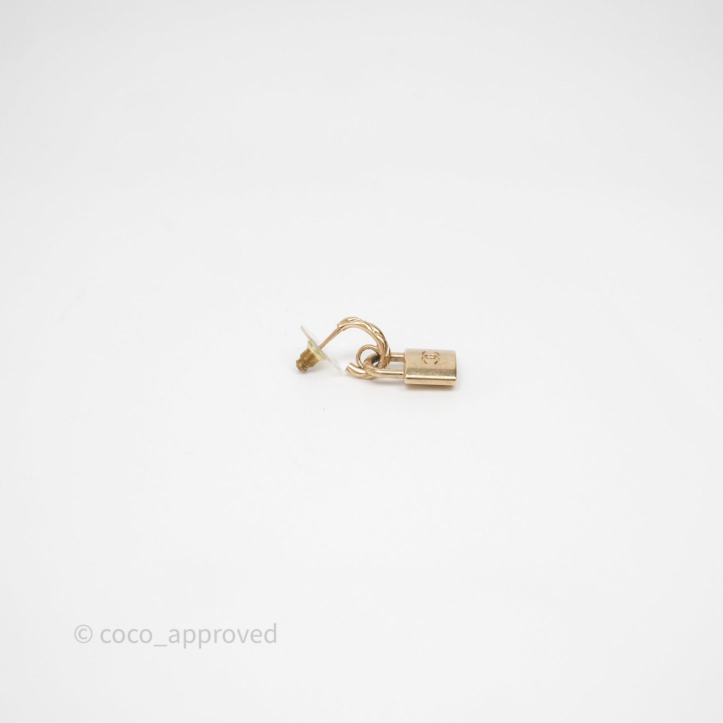 Chanel CC Padlock Drop Earrings Gold Tone 21P