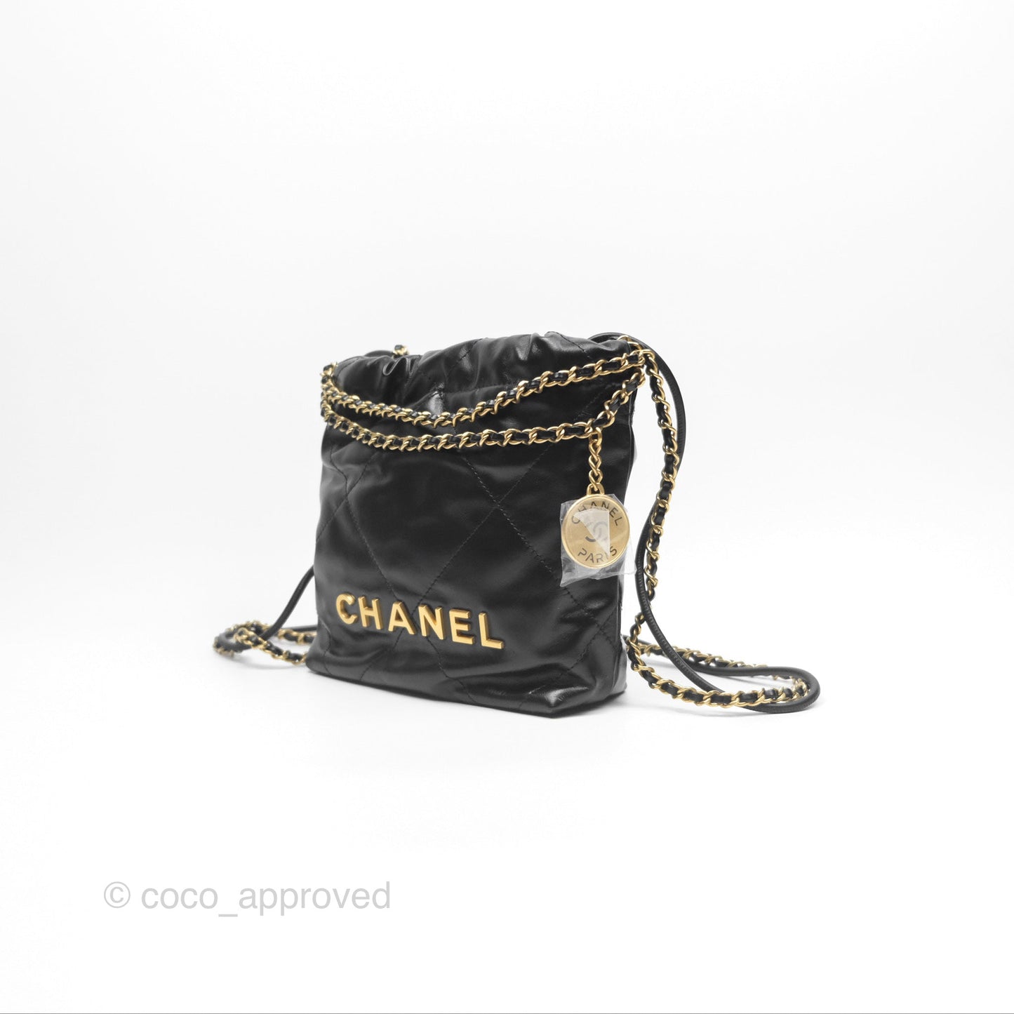 Chanel 22 Mini Bag Black Crumpled Calfskin
