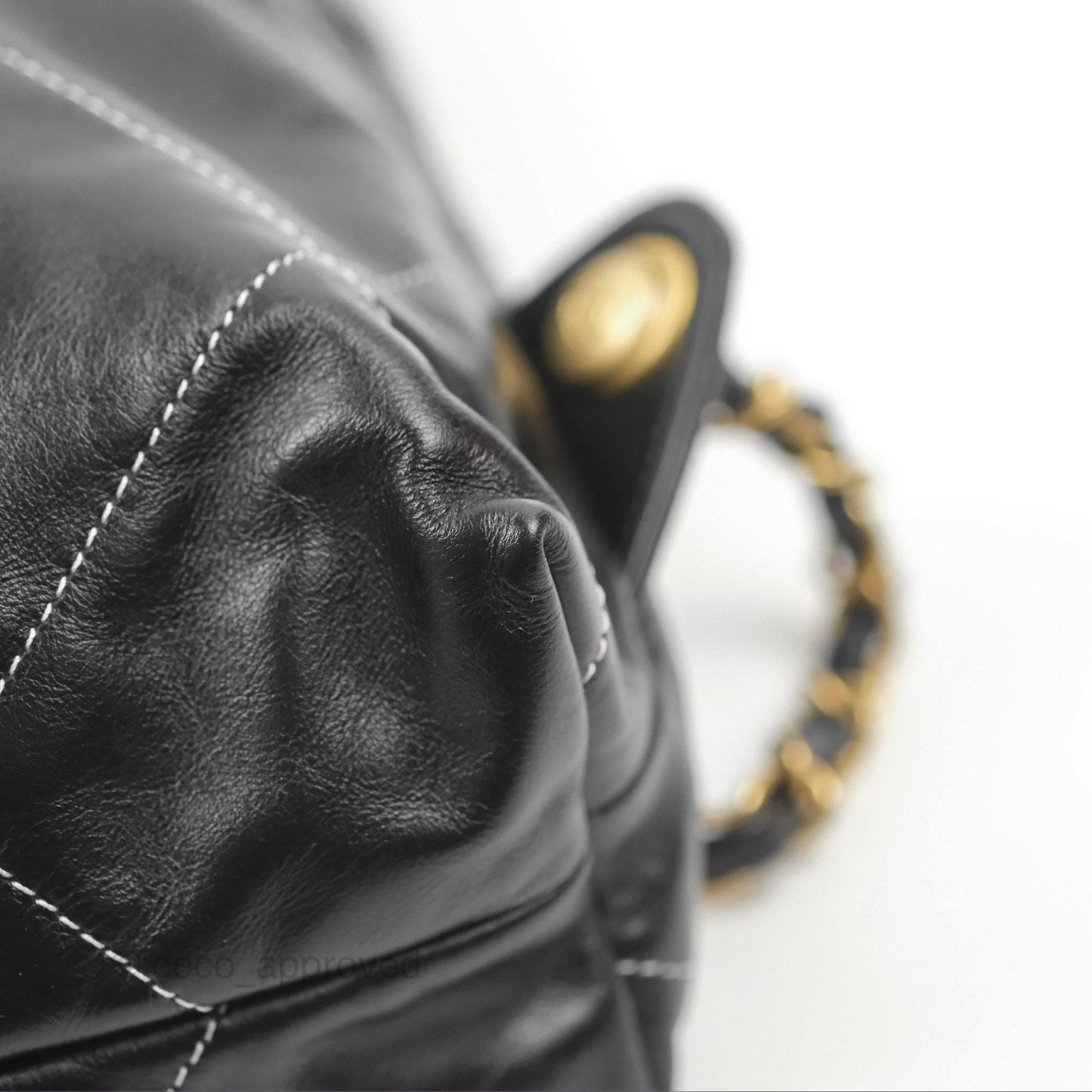 Chanel 22 Medium Shiny Calfskin Quilted Backpack Black