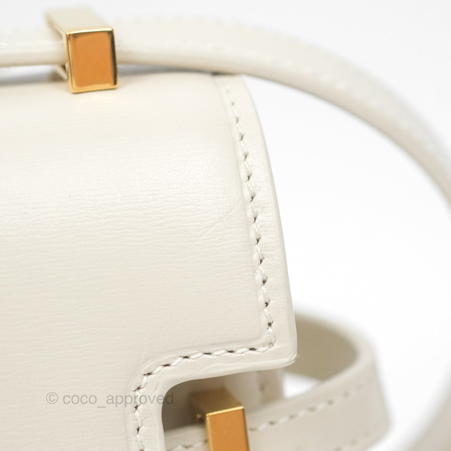 Saint Laurent Mini Manhattan Box Calfskin Blanc Vintage Gold Hardware
