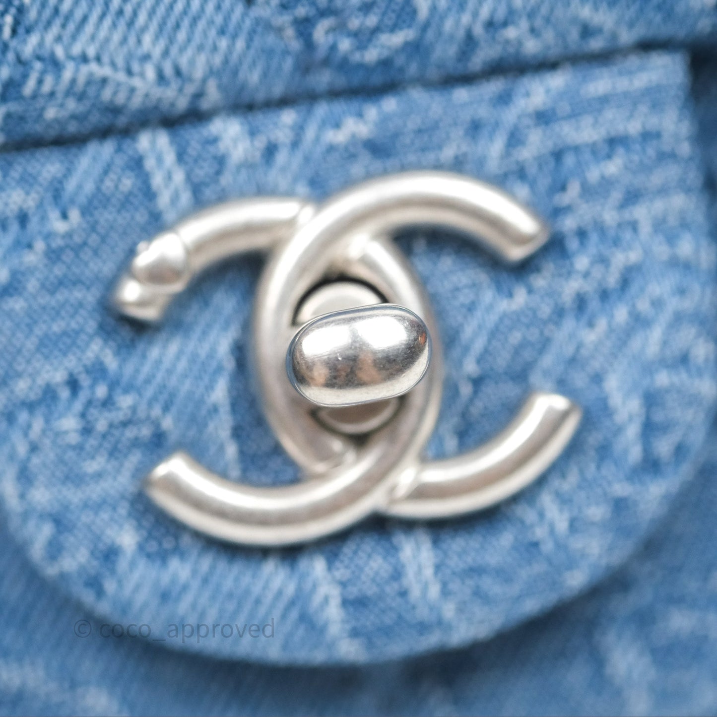 Chanel Quilted Camellia Printed Heart Crush Mini Flap Bag Blue Denim Aged Silver Hardware