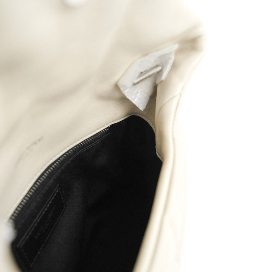 Saint Laurent Puffer Toy Bag Blanc Vintage Lambskin Silver Hardware