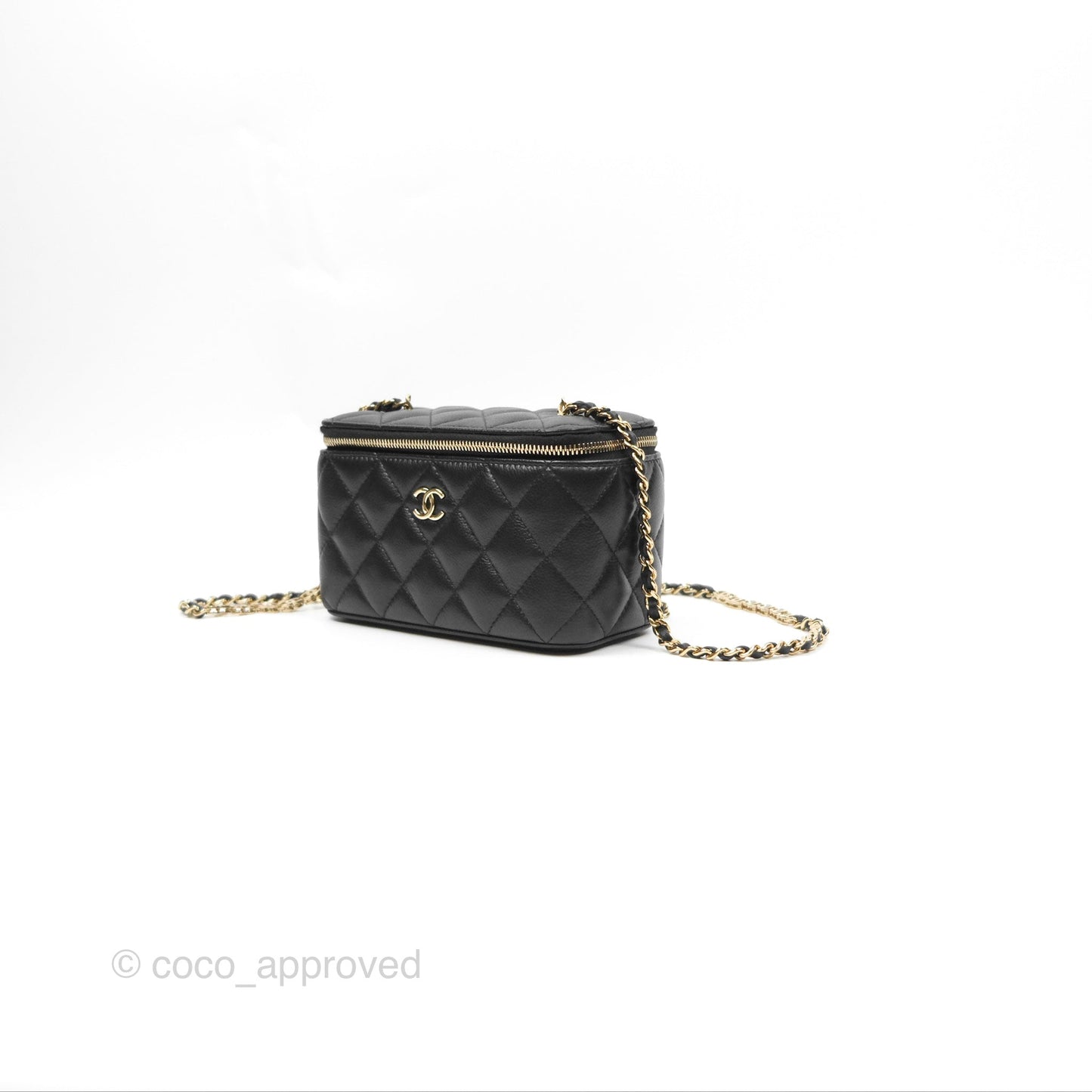 Chanel Vanity Rectangular with CC Chain Black Caviar Gold Hardware