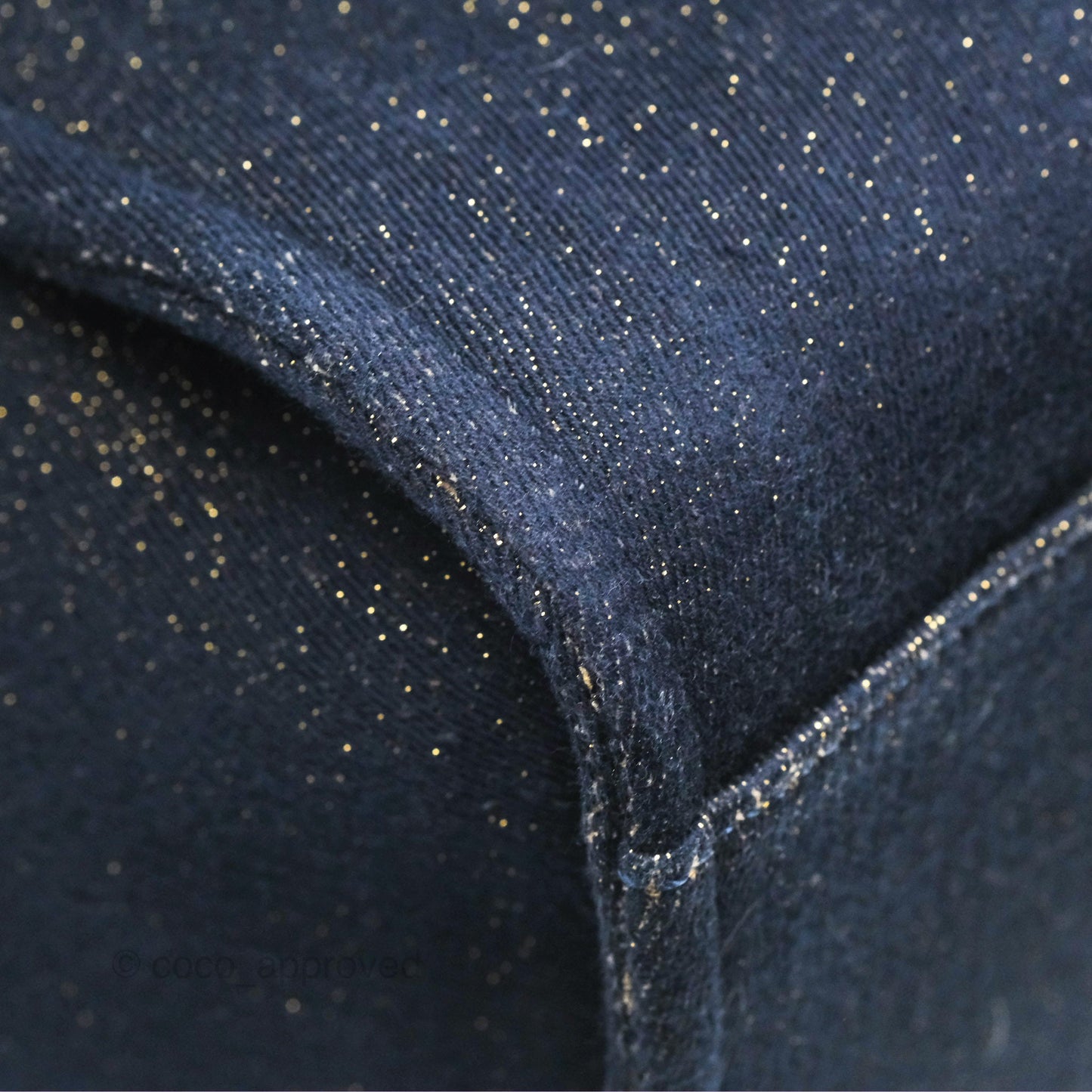 Chanel Large Deauville Navy Glitter Canvas Gold Hardware