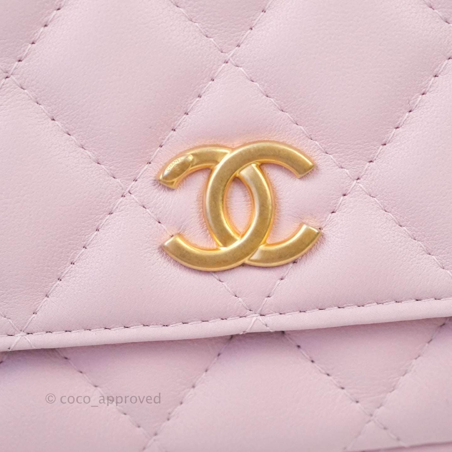 Chanel Quilted Wallet On Chain WOC With Pearl Chain Pink Aged Gold Hardware