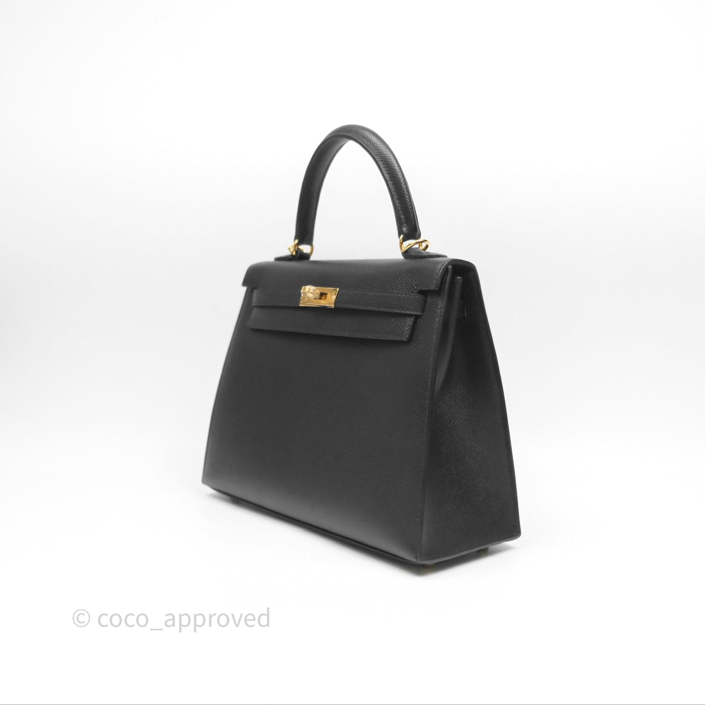 Hermès Sellier Kelly 25 Black Noir 89 Epsom Gold Hardware