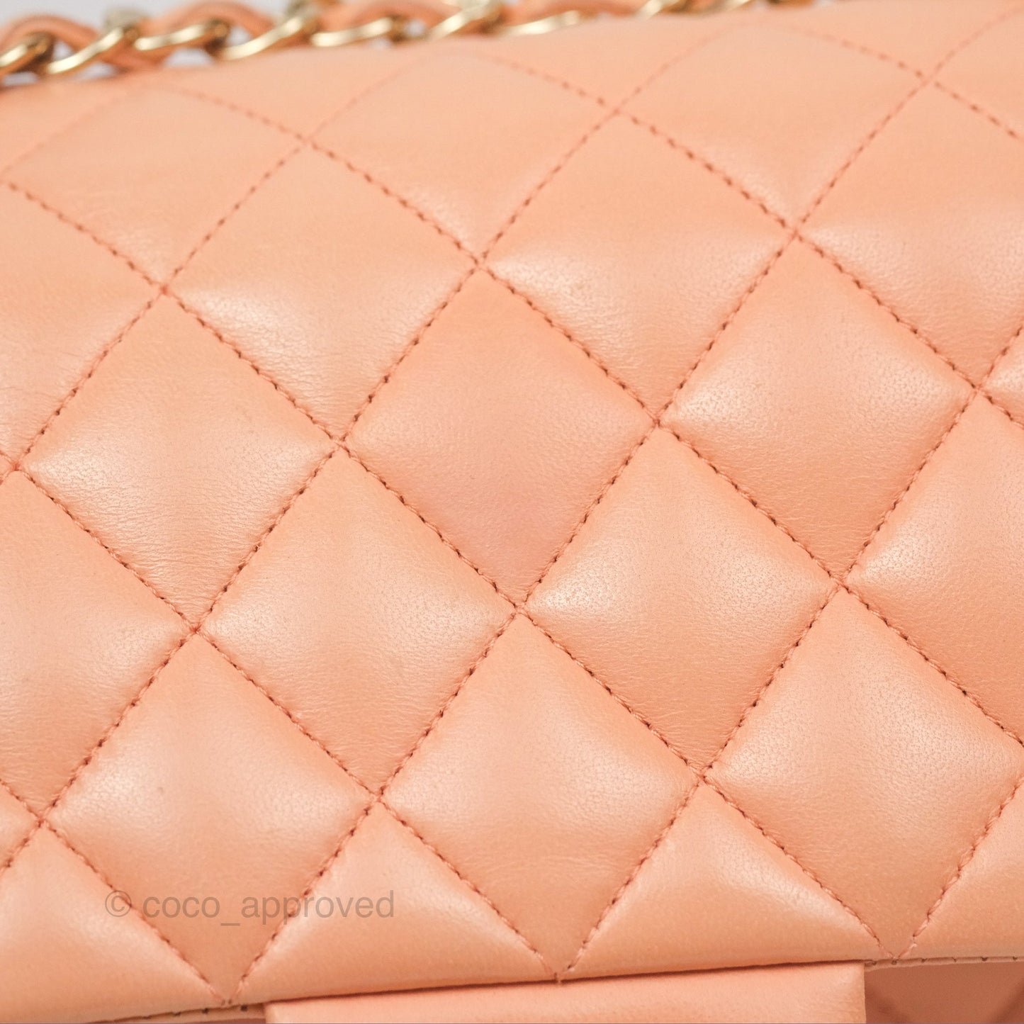 Chanel Classic M/L Medium Flap Quilted Peach Lambskin Gold Hardware
