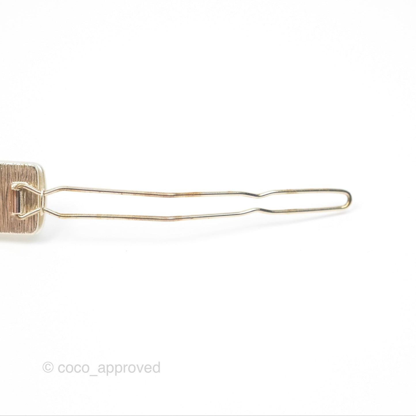 Chanel Crystal CC Pearl Hair Clip Gold Tone 21B