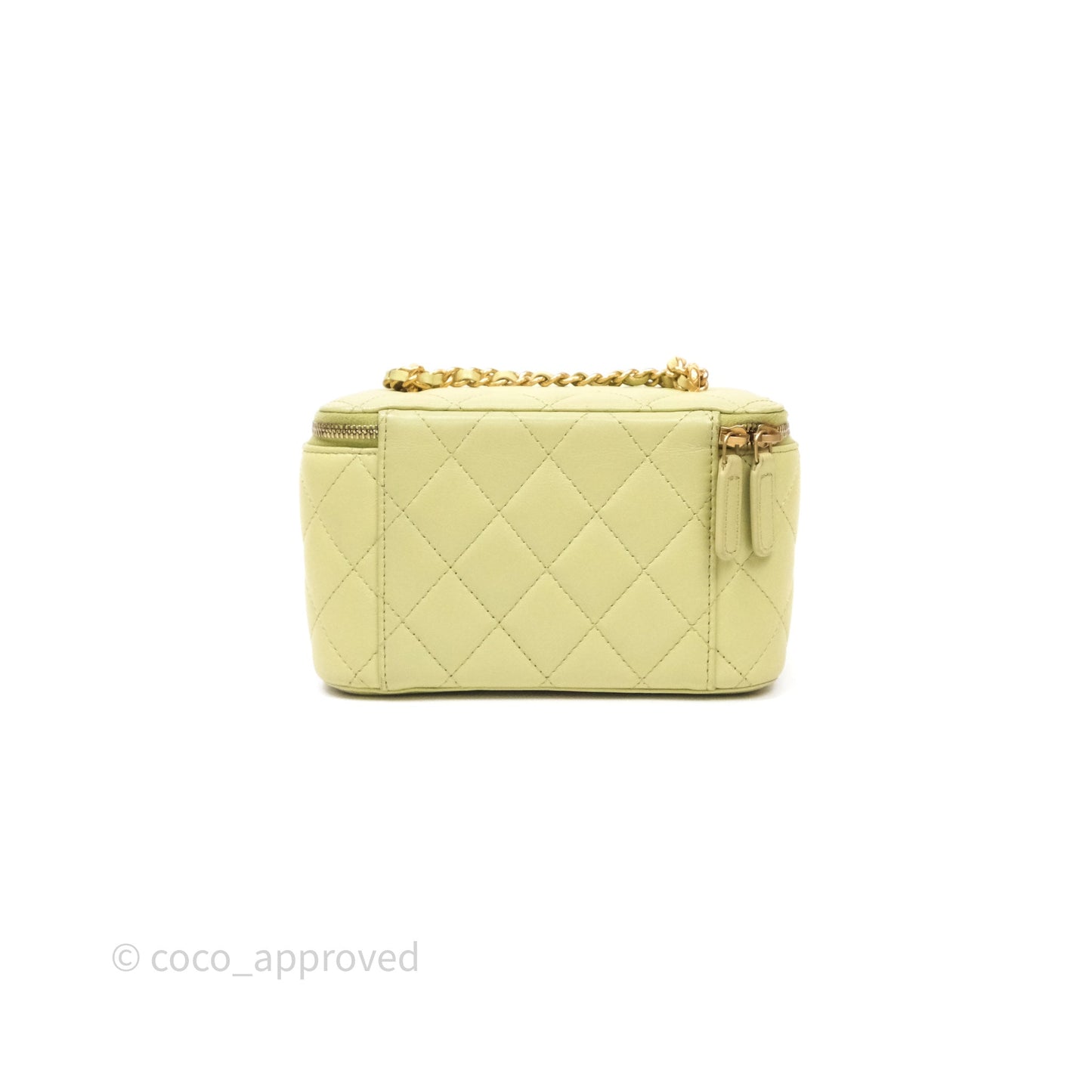 Chanel Quilted Vanity With Chain Lambskin Green Gold Hardware
