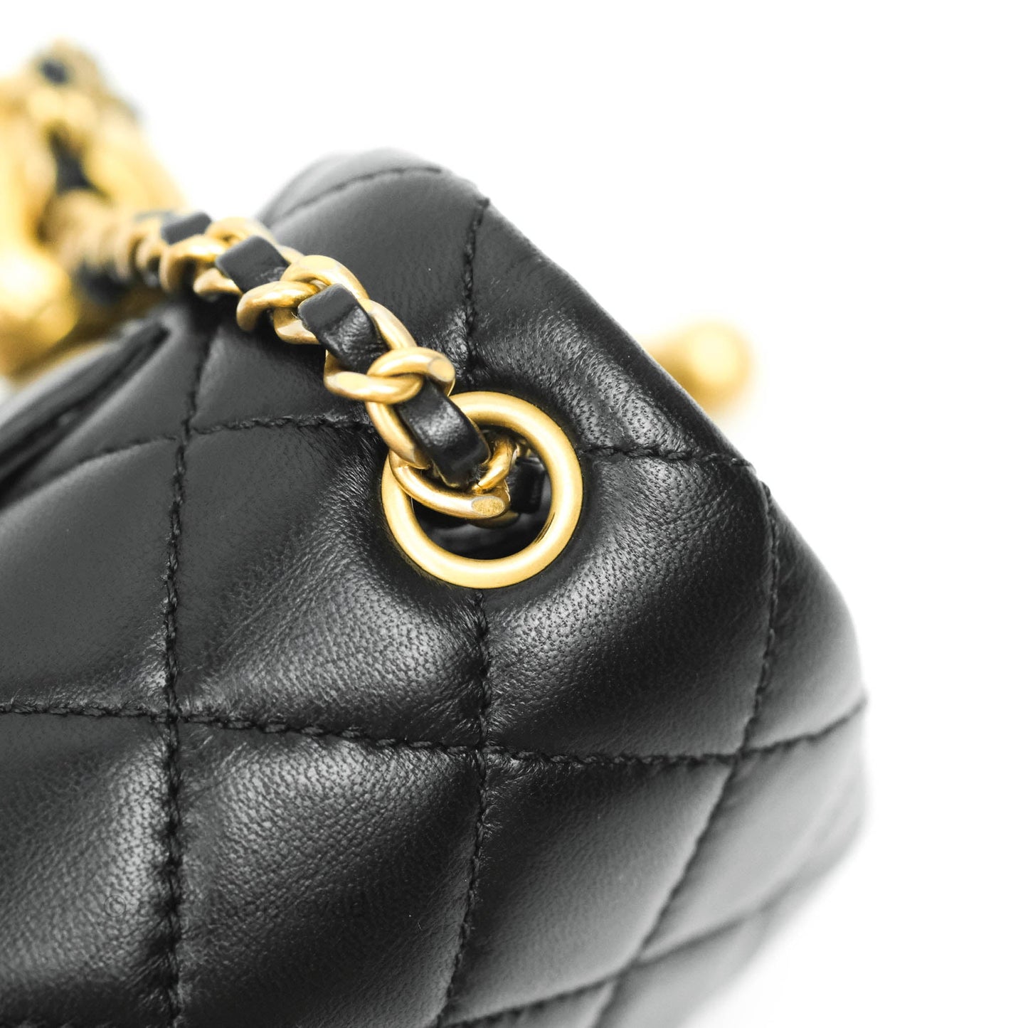 Chanel Mini Rectangular Pearl Crush Quilted Black Lambskin Gold Hardware