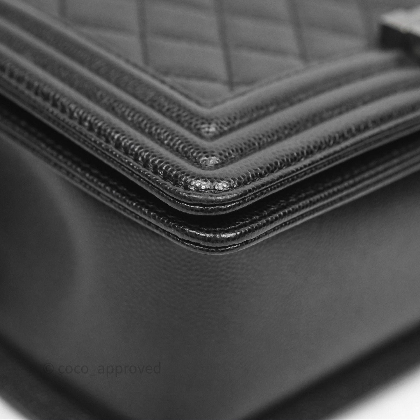 Chanel Quilted Medium Boy Black Caviar Ruthenium Hardware