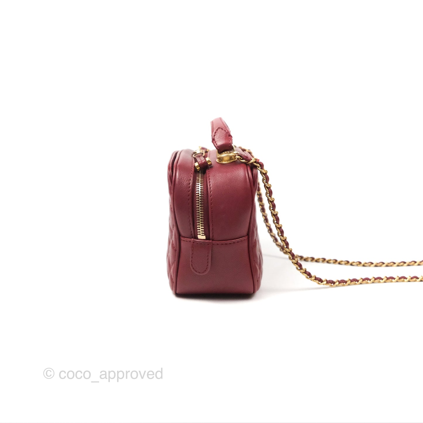 Chanel Quilted CC Small Vanity Case Dark Red Calfskin