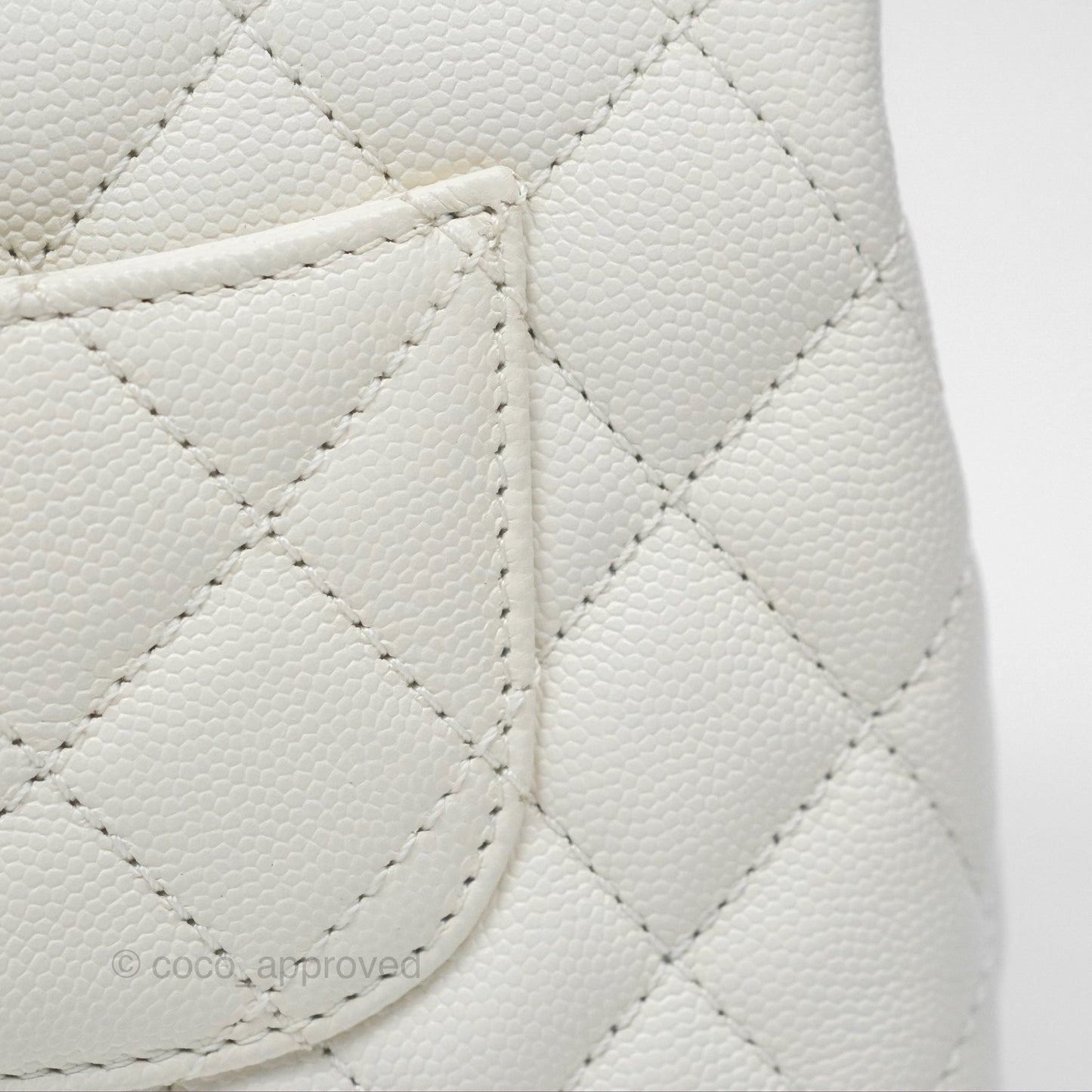 Chanel Mini Coco Handle White Caviar Gold Hardware