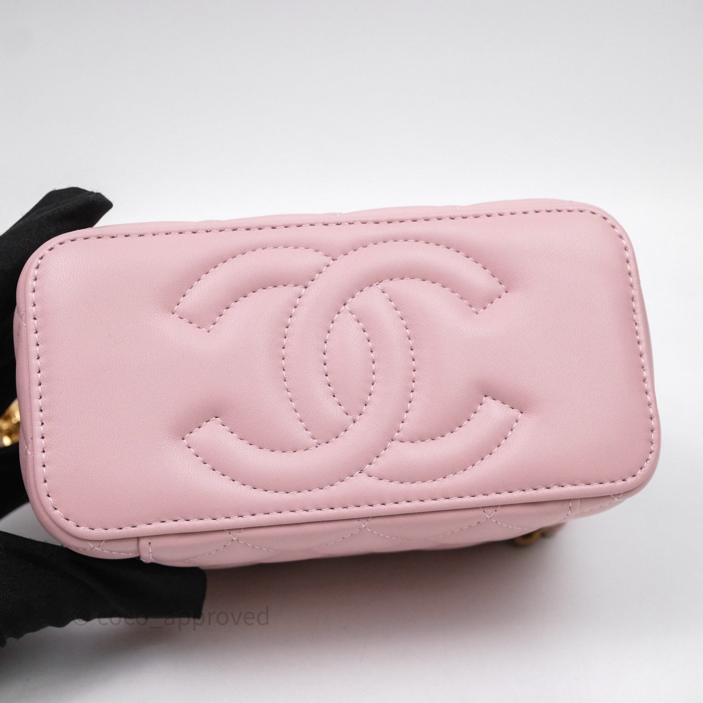 Chanel Vanity with Multicolor Resin Chain Pink Lambskin Aged Gold Hardware