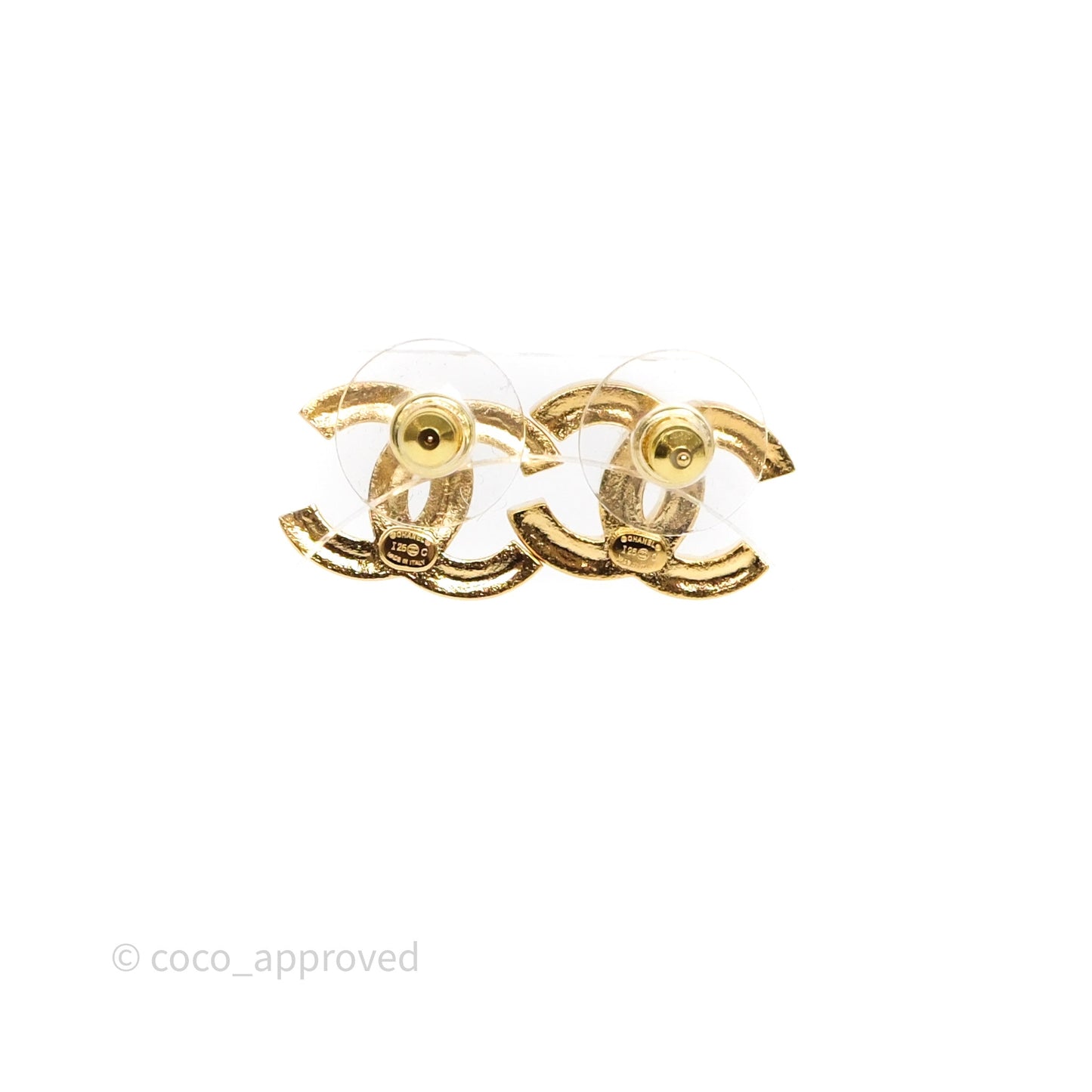 Chanel Crystal CC Earrings Gold Tone 26C