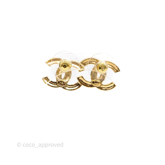 Chanel Crystal CC Earrings Gold Tone 26C