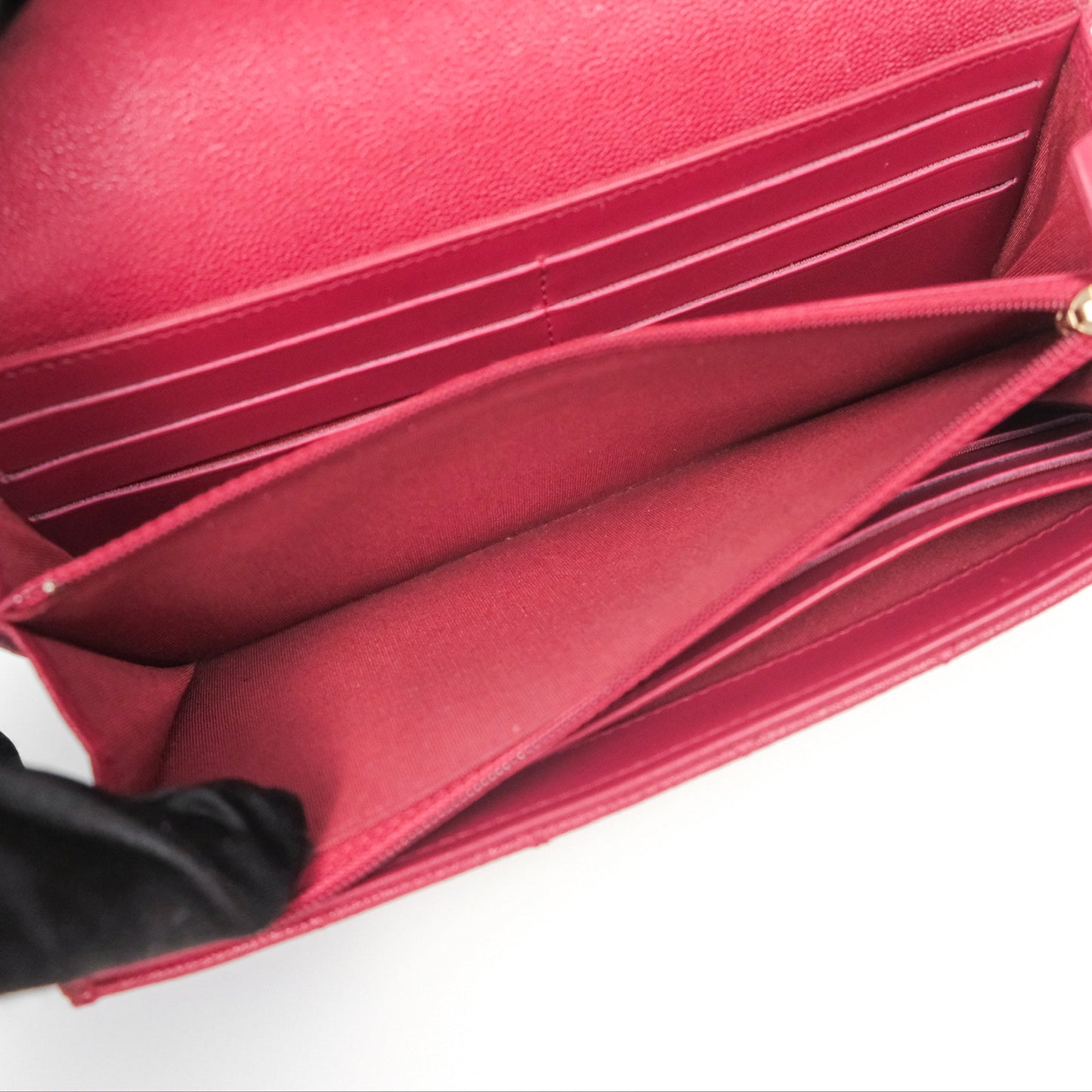 Chanel Quilted Boy Flap Long Wallet Dark Red Caviar Aged Gold Hardware