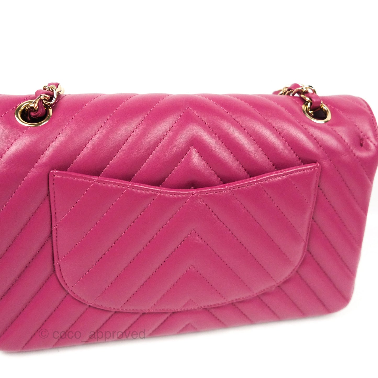 Chanel Medium Classic Flap Chevron Plum Pink Lambskin Gold Hardware