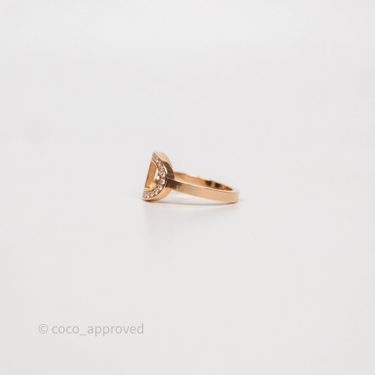Hermès Chaine d'ancre Contour Ring Medium Model Diamonds Rose Gold Size 50