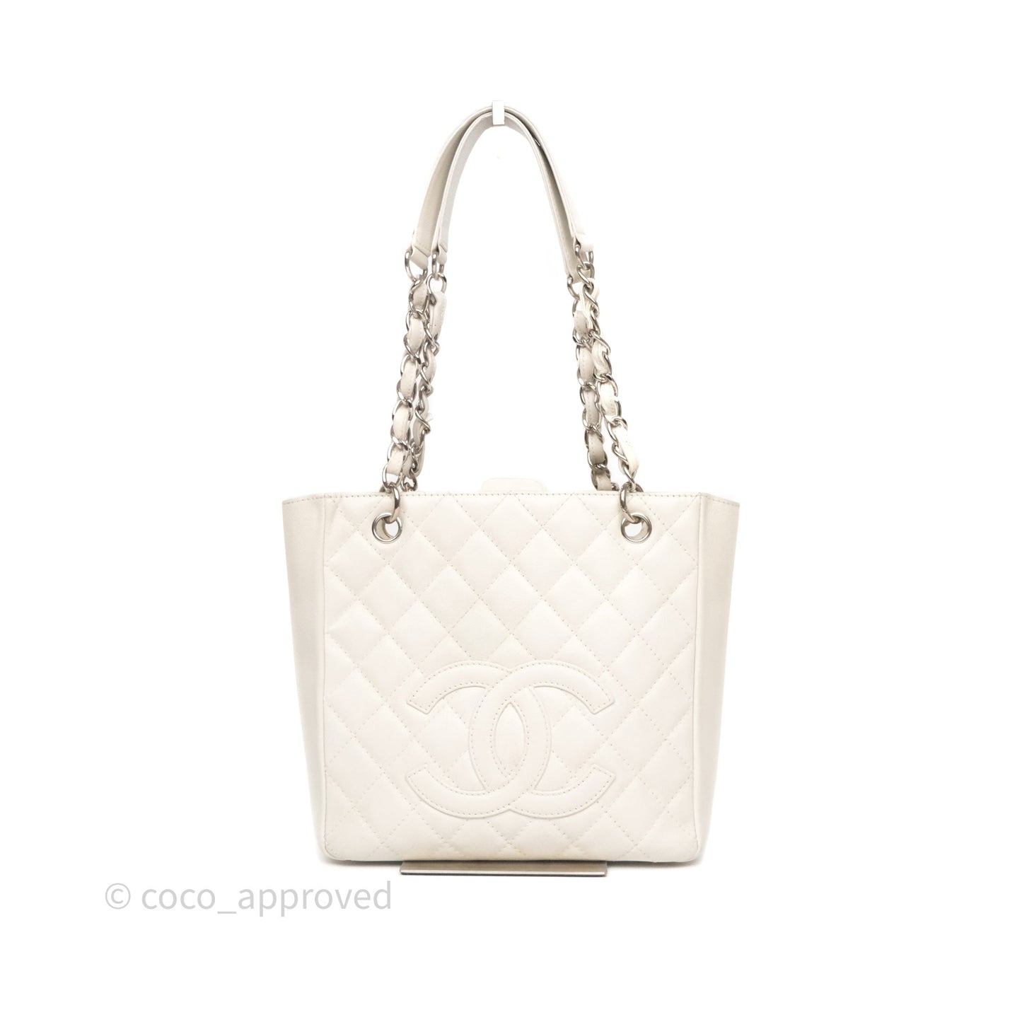 Chanel Vertical GST White Caviar Silver Hardware