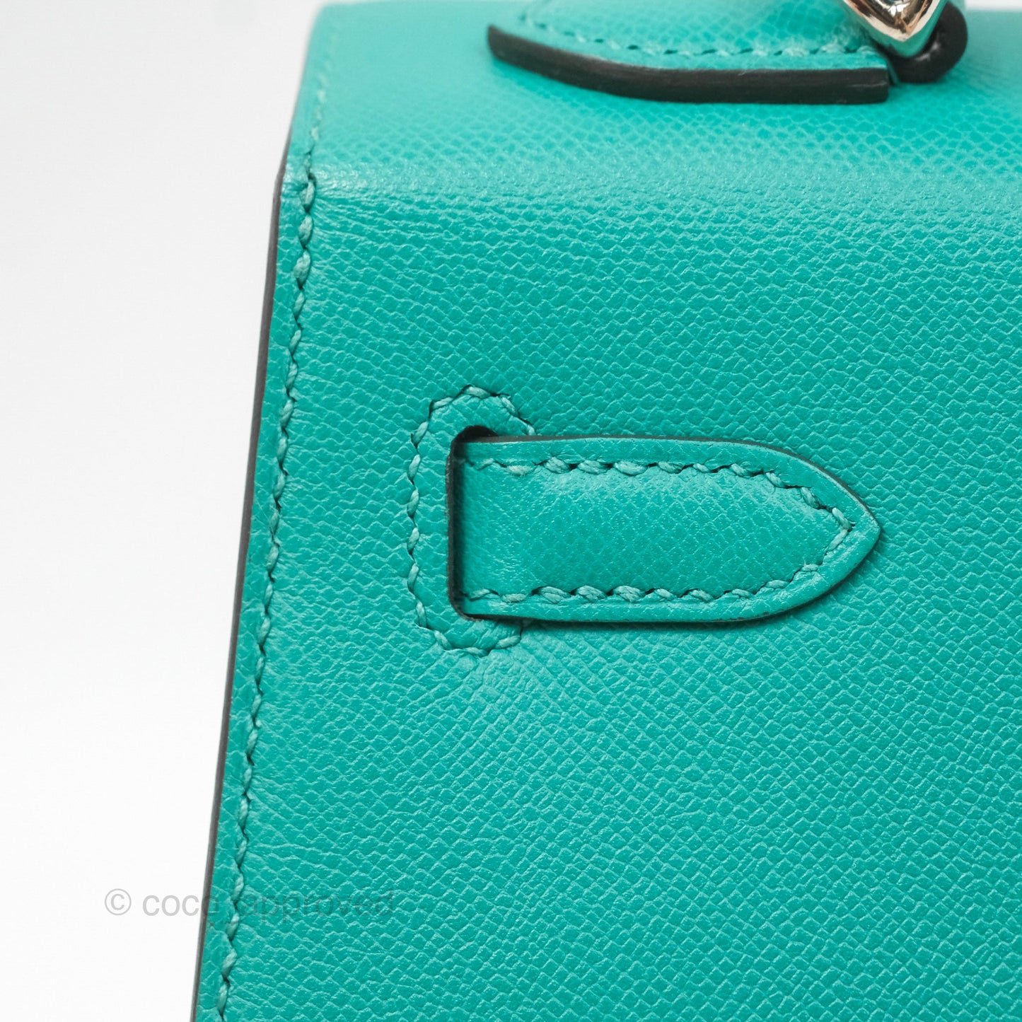 Hermès Sellier Kelly 25 Madame Leather Vert Verone U1/ Bleu De Prusse 7P Palladium Hardware