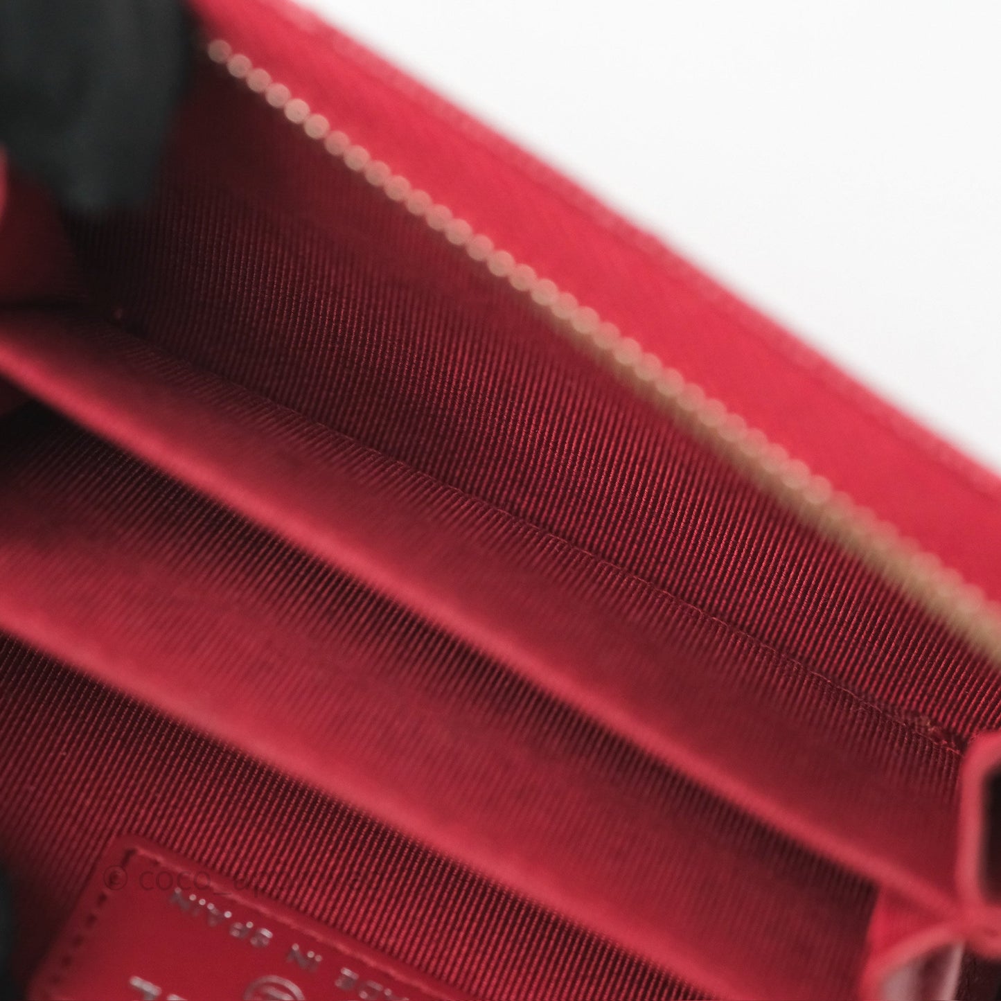 Chanel Classic Zipped Coin Purse Red Caviar Silver Hardware