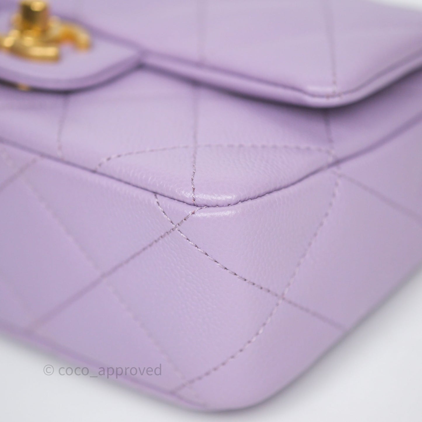 Chanel Heart Crush Mini Flap Bag Lilac Purple Caviar Aged Gold Hardware