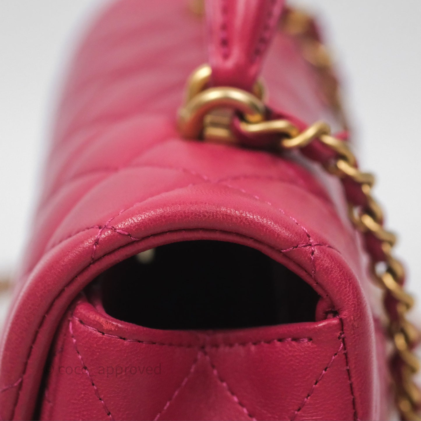 Chanel Top Handle Mini Rectangular Flap Red Lambskin Aged Gold Hardware