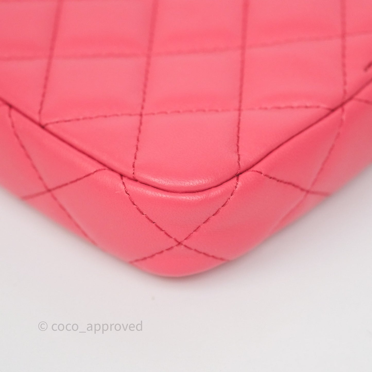 Chanel Double Zip Clutch On Chain Dark Pink Lambskin Silver Hardware