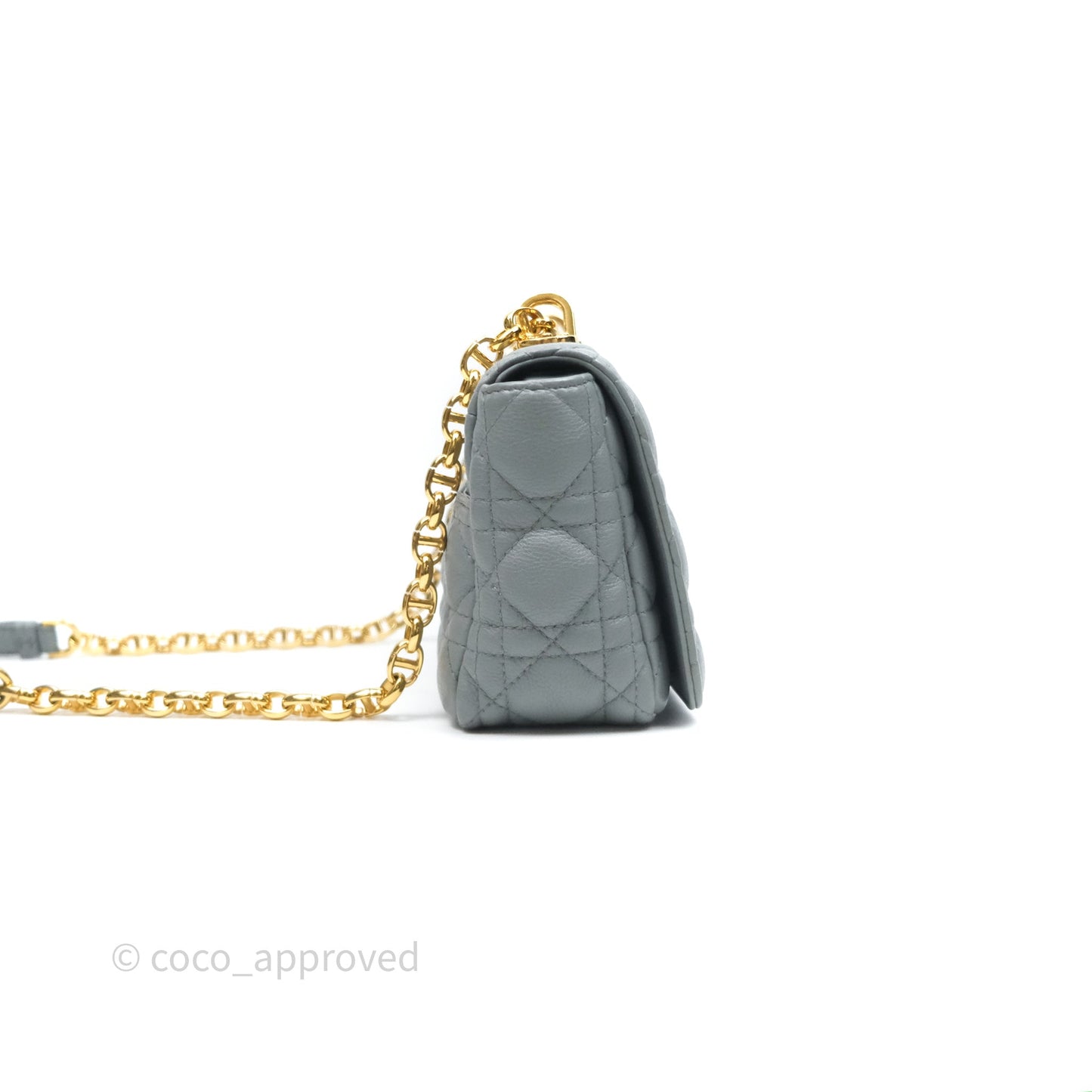 Dior Small Caro Bag Grey Supple Cannage Calfskin