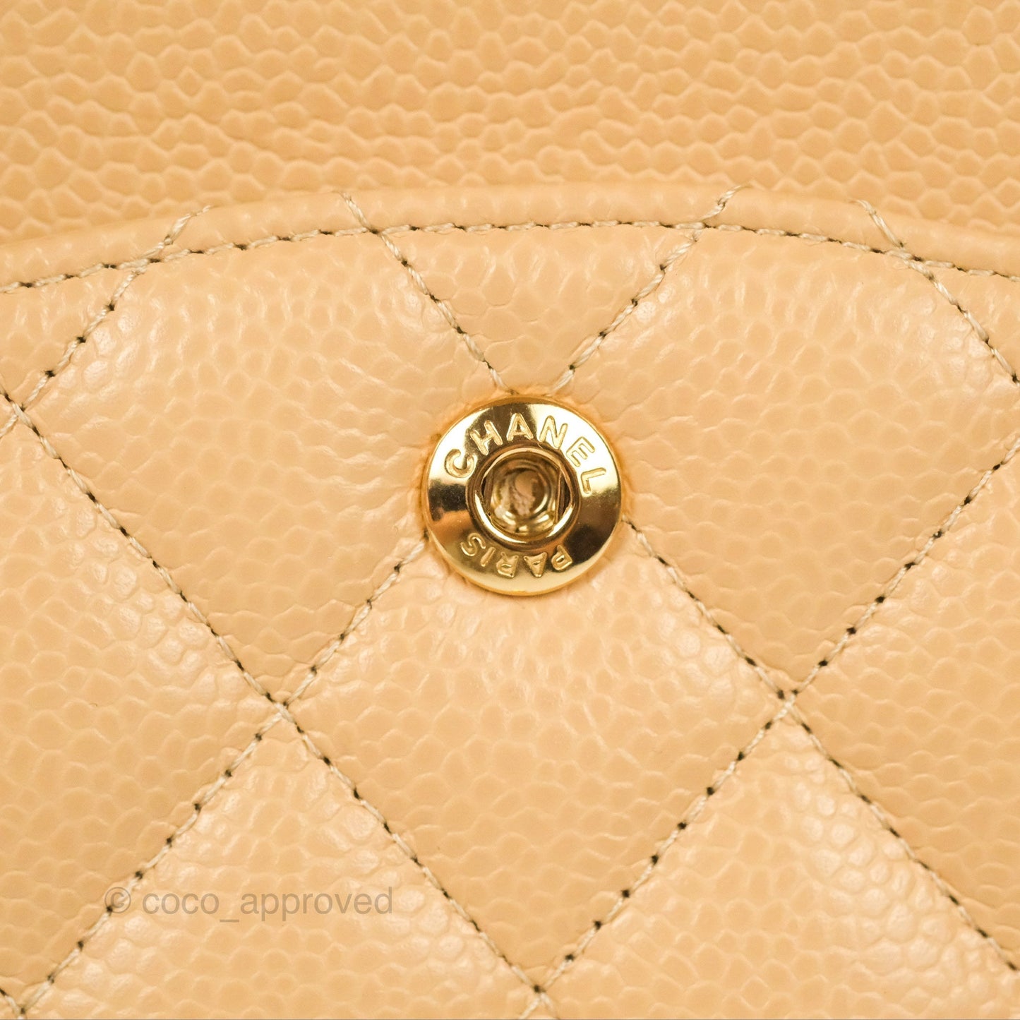 Chanel Classic M/L Medium Flap Quilted Beige Caviar Gold Hardware