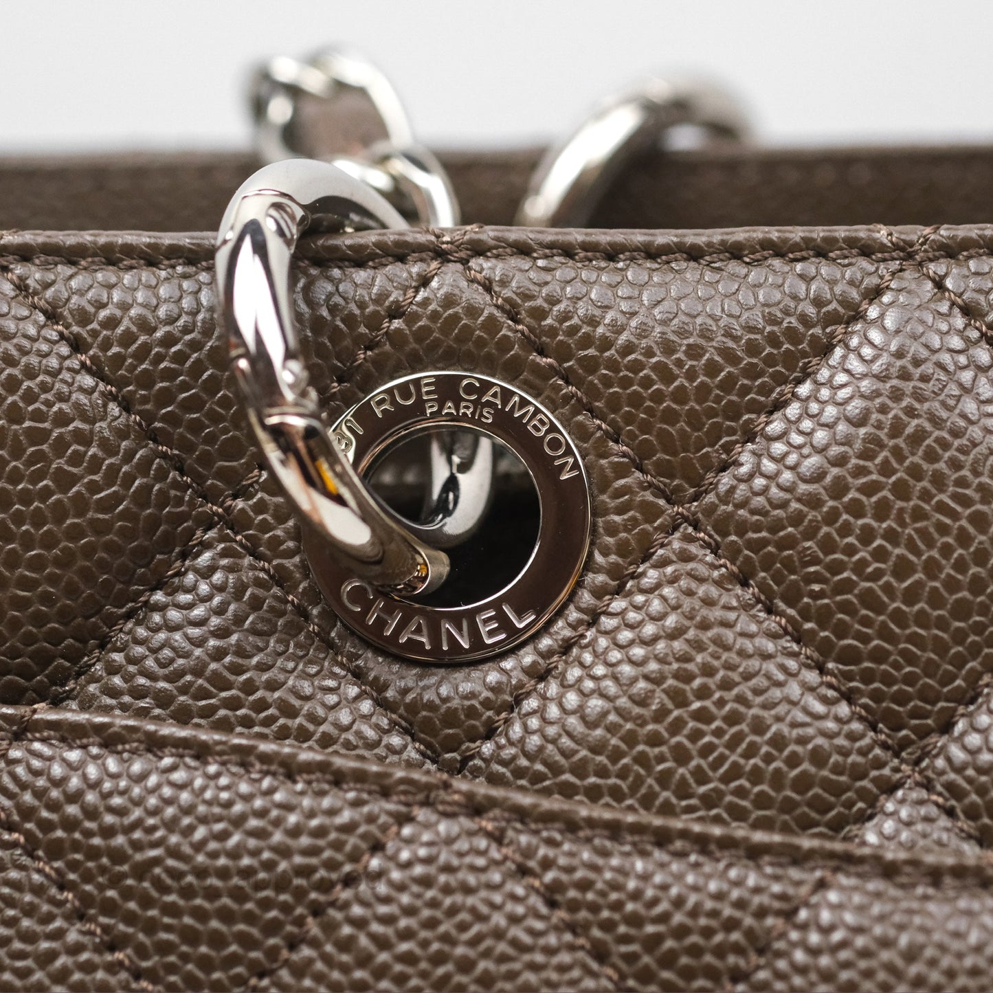 Chanel GST Chocolate Brown Caviar Silver Hardware