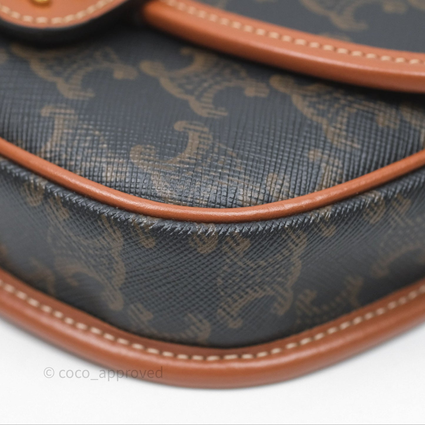 Celine Mini Besace Triomphe Canvas Calfskin Tan