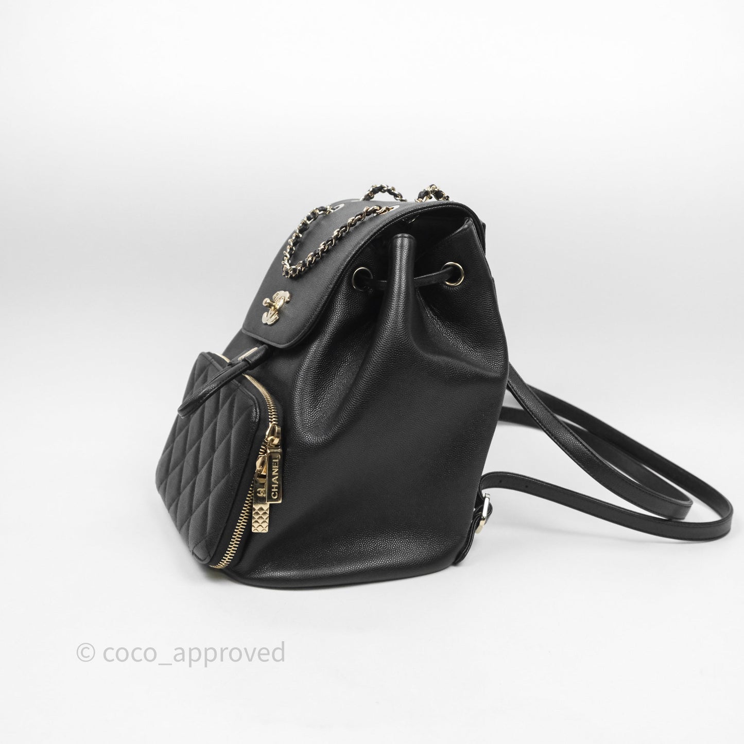 Chanel Quilted Business Affinity Backpack Black Caviar Gold Hardware
