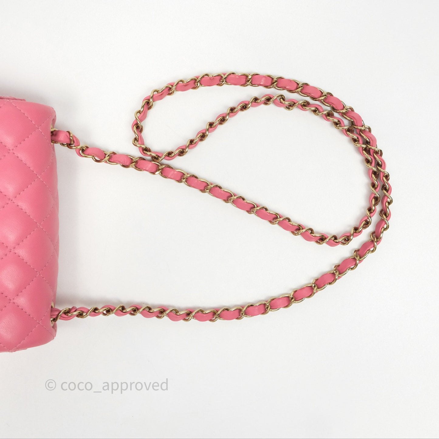 Chanel Mini Square Flap Quilted Pink Lambskin Gold Hardware