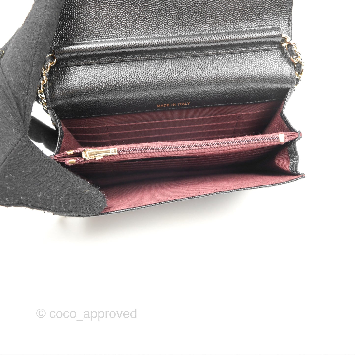 Chanel Square Flap WOC Black Caviar Gold Hardware