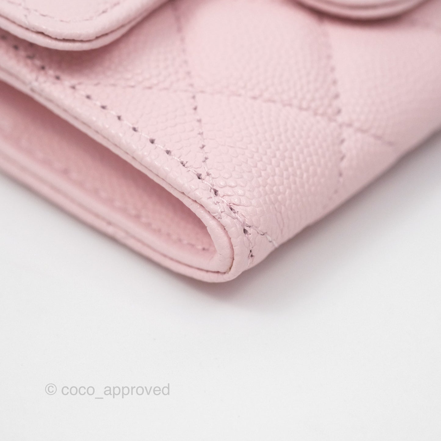 Chanel Quilted Flap Card Holder Caviar Pink Gold Hardware