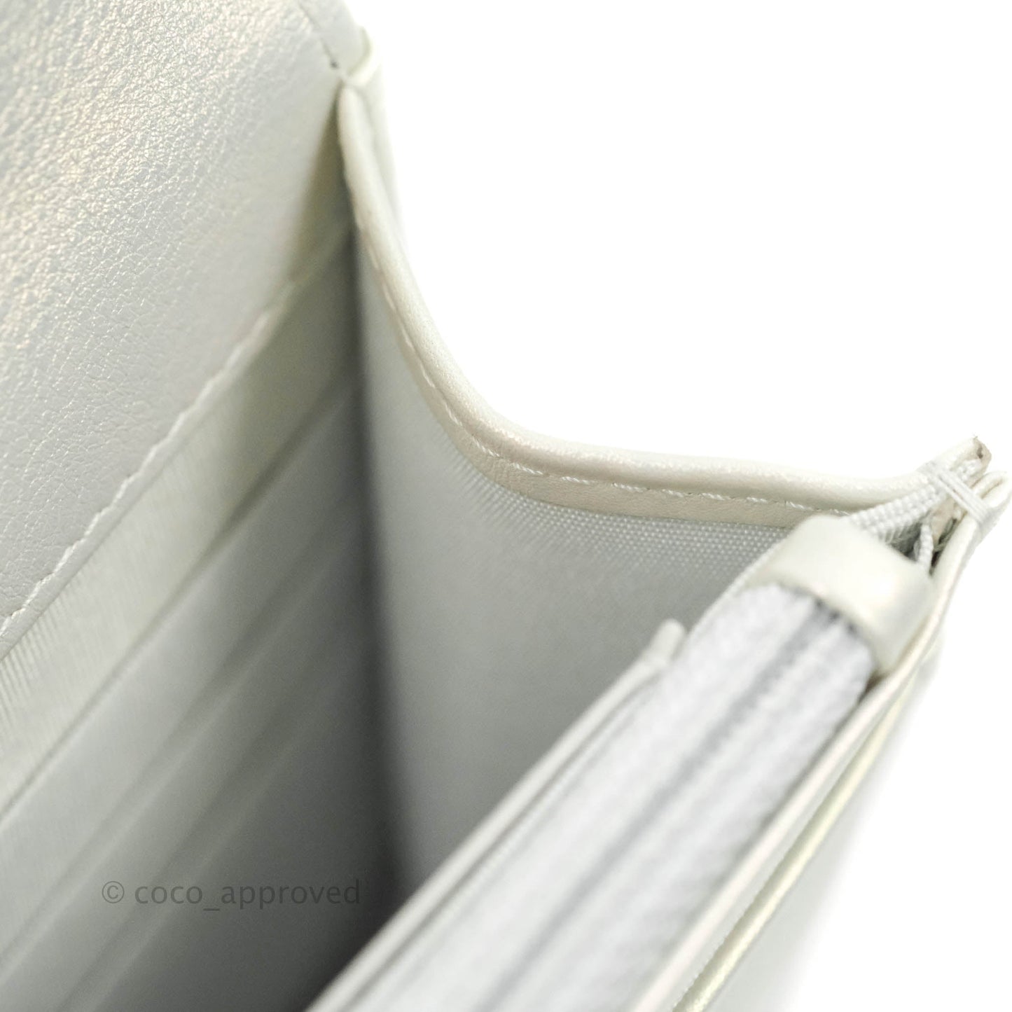 Chanel 19 Quilted Wallet on Chain WOC Iridescent White Mixed Hardware