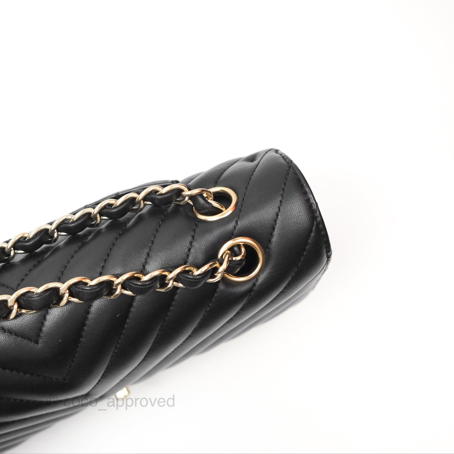 Chanel Classic M/L Medium Chevron Double Flap Black Lambskin Gold Hardware