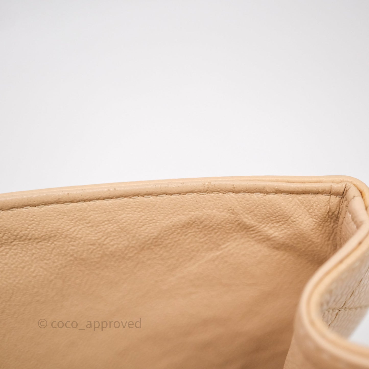 Chanel Classic M/L Medium Flap Quilted Beige Caviar Gold Hardware