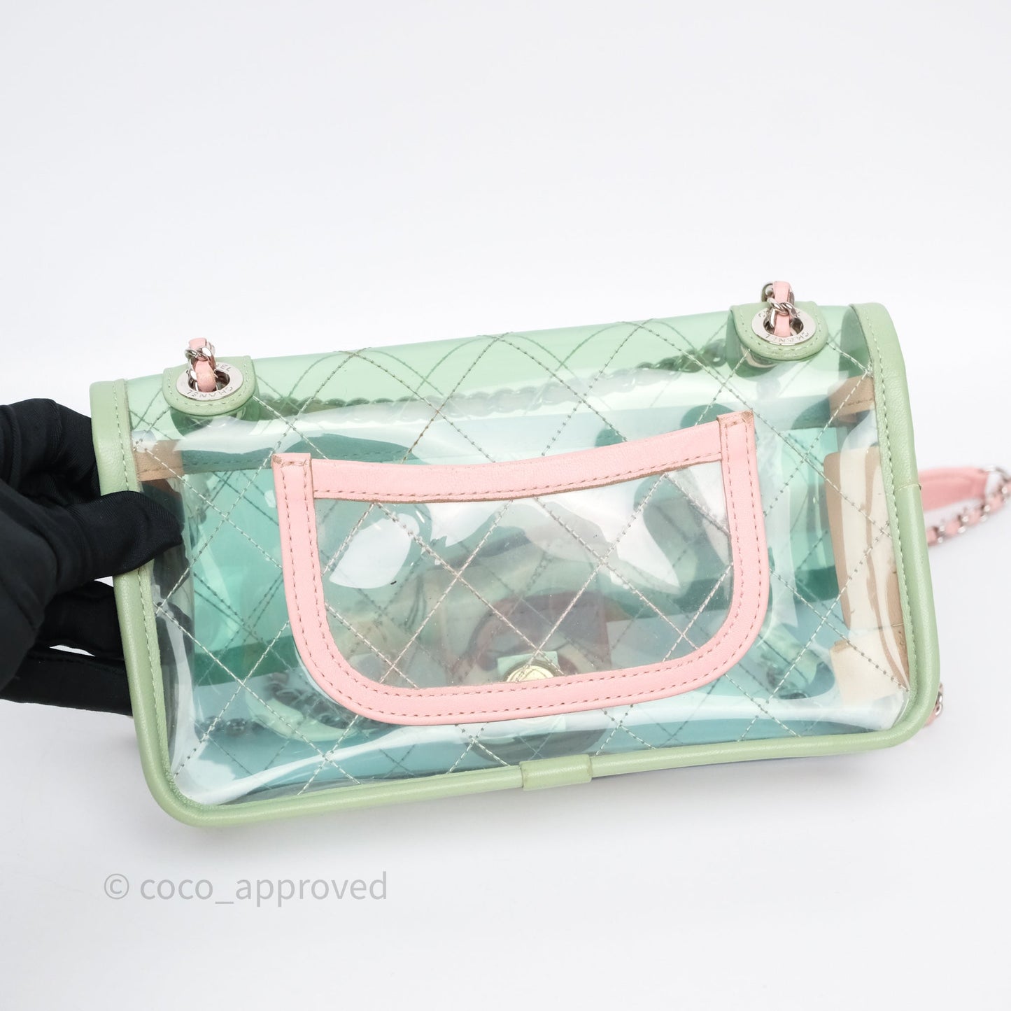 Chanel Coco Splash PVC Mini Flap Bag Blue/Green/Pink Silver Hardware